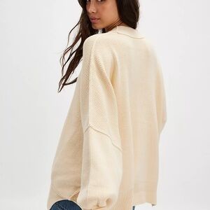 Free People Cream Crew Neck Sweater
